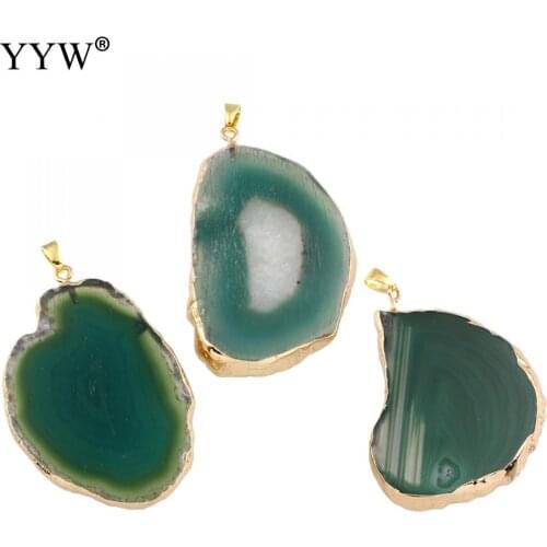 Hot Sale 10pc Natural Stone Charms Pendants Green Slice Irregular Natural Agat Crystal Stone Quartz Pendant Diy Fit Necklaces