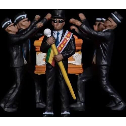 Coffin Dance Ghana Pallbearers PVC Fashion Funny Model Black Cap Funeral Dancing Team Display Dressed Costume Cosplay Props