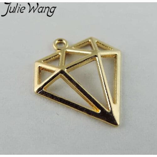 Julie Wang 40PCS Hollow Triangle Charms KC Gold Color Geometric Alloy Pendant Jewelry Making Accessory