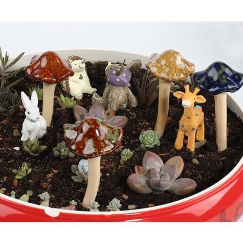 1Pcs Ceramic Mushroom Craft Jewelry Succulent Flowerpot Decoration Office Desktop Garden Decoration Accessories