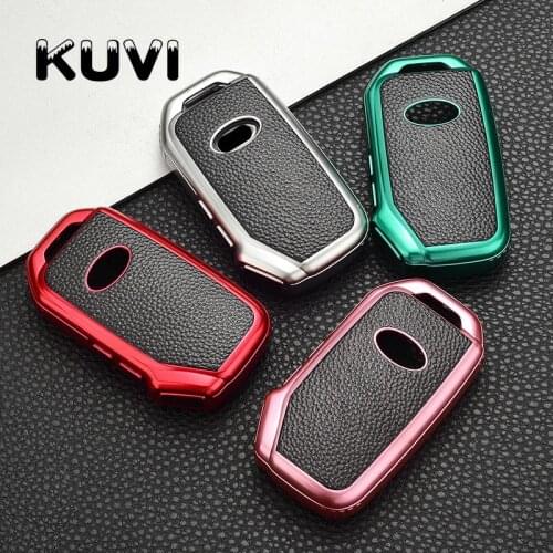 Leather Tpu Car Key Cover case Shell For KIA Sportage Ceed Sorento Cerato Forte 2018 2019 3 button Smart Key Case Accessories