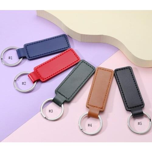 Creative PU Leather Keychain Metal Keyring Car Keychains Pendant Personalise Gift Key Chain 10 Colors SN3986