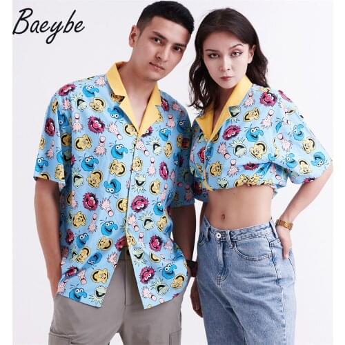 Summer couples matching blouses tops anime cartoon hawaiian Office shirts for women crop dropshipping wholesale free shipping