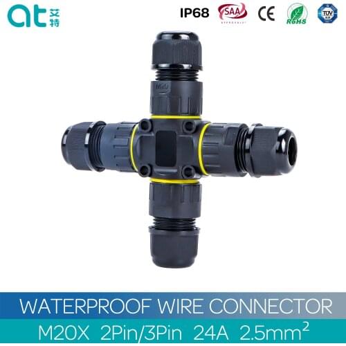 M20X IP68 Plastic Screw Circular Led Strip Light Splitter Electrical Easy Installed Waterproof Cable Connector