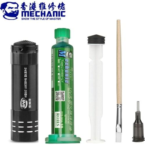 Mechanic Green Oil UV Solder Mask Ink PCB BGA Paint Prevent Corrosive Arcing Soldering Paste Flux Inks With UV Curing Light