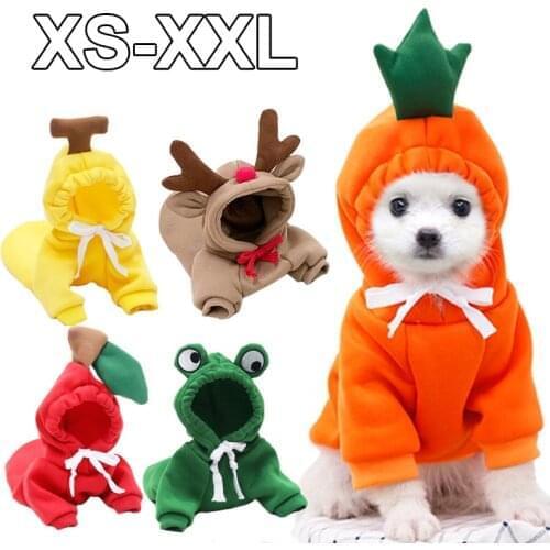 Cute Dog Hoodies Winter Warm Pet Coat Fruit Costume Jacket for Cat Puppy Clothing French Bulldog Chihuahua Ropa Perro Outfit