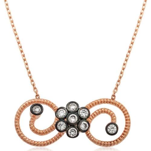 Real Silver 925 Jewelry Silver Floral Infinity Ladies Necklace