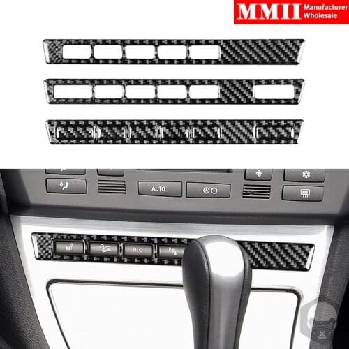 For BMW X3 E83 2004-2010 Gear Button Strip Cover Trim Sticker Real Carbon Fiber Car Interior Styling Decoration Accessories