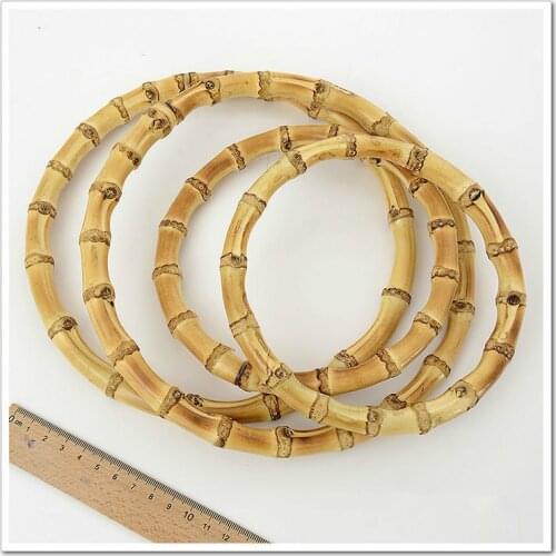 One Pair 15cm Or 18 Cm Bamboo Bag Handle DIY Part Material Bamboo Hanger O Bag Handle Circle Bag Hanger Replacement
