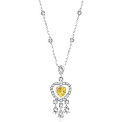 Pirmiana 2021 Trendy Jewelry 18k Gold Heart Shape Simulated Yellow Diamond Necklace Finejewelry Women Gifts