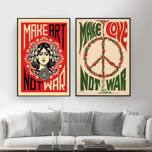 Make Art Not War Quote Art Vintage Poster Prints Oil Painting On Canvas Wall Art Murals Pictures For Living Room Decoration