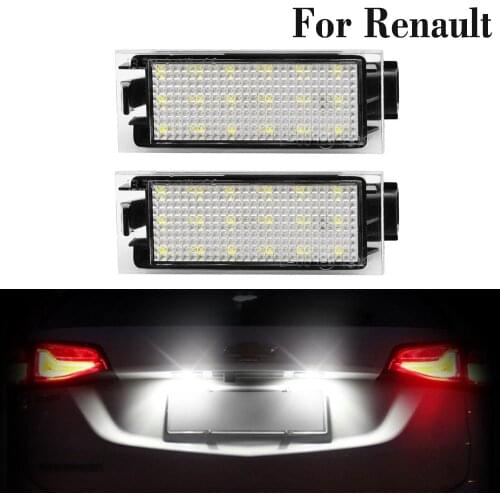2 Pcs LED License Number Plate Light Lamps Assembly For Renault Megane Twingo Master 2 3 CC Kadjar Trafic 3 Espace Auto Luces