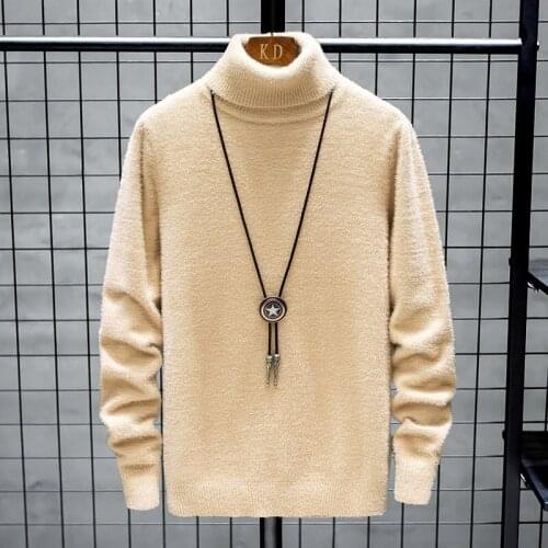 White Sweater Men Black Blue Long Sleeves Winter New O-Neck Thick Pullovers Solid Fashion Casual Mens Sweaters