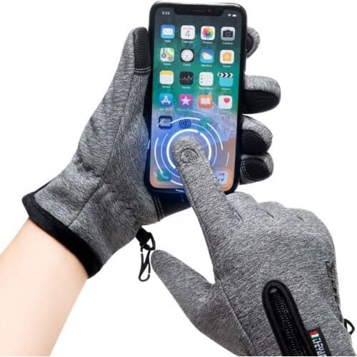 Warm Gloves for Men In Winter. Zipper Touch Screen Windproof, Warm and Waterproof Sports Plush Gloves. Climbing Ski Gloves