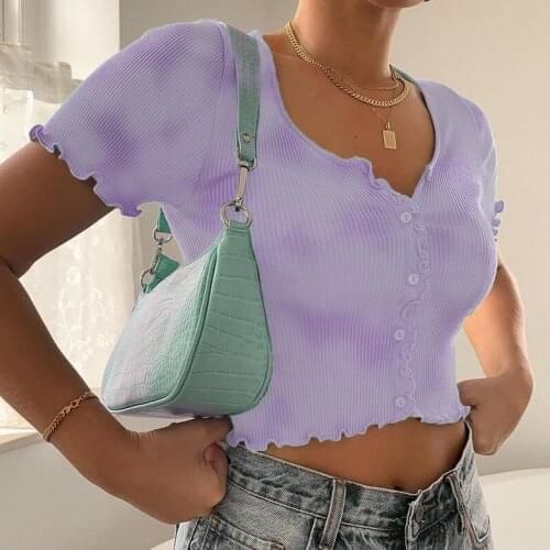 12 Style Hot Women Ruffle T-shirt Sexy Short Sleeve Button Up V Neck Crop Tops 2020 Summer Cardigan Fashion Ladies Clubwear Tops