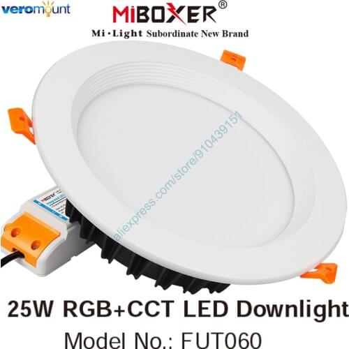 MiBoxer FUT060 25W Smart RGB+CCT LED Downlight Recessed Indoor Ceiling Dimmable Lamp AC100~220V 2.4G RF Remote WiFi APP Control