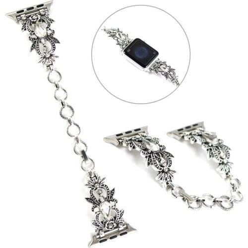 Vintage Chain Stainless Steel Strap for Apple Watch Band Series 6/5/4/3/2/SE Exquisite Bracelet Belt for iWatch 44/40MM 42/38MM