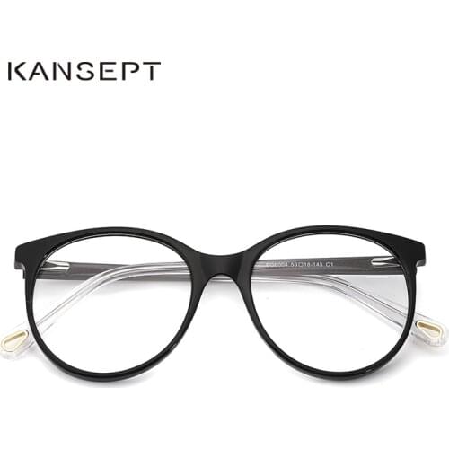 KANSEPT Women Eyeglasses Round Myopia Acetate Women Glasses Frame Clear Lens Special Leg Design Optical Women Eyewear #FG6004
