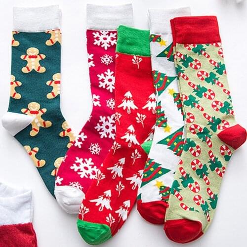 1pair Fashion Christmas Socks Women Cartoon Funny Cute Winter Female & Hosiery Cotton Square Foot Personality Socks Harajuku