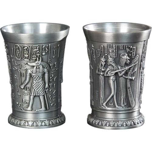 1Pcs Metal Cup Vintage Egyptian Wine Glass Barware Classical European Crafts Kawaii room decor Party Bar Accessories home decor