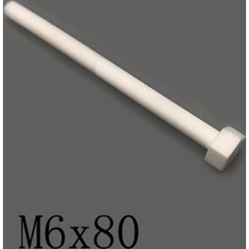 1pcs M6x80mm Hexagon Screw Ceramic Insulated Bolt High Temperature Corrosion Resistance Zirconin