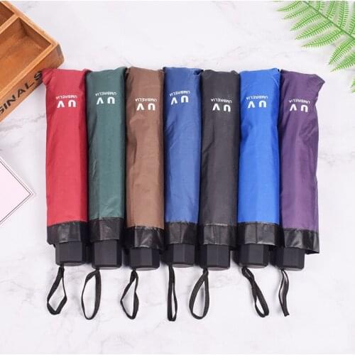 10 Bone UV Business Creative Fashion Vinyl Umbrella Folding Rain Or Shine Dual-Use Sun College Style