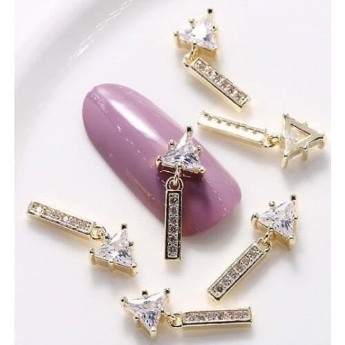 10pcs 3D Alloy Tassel Nail Art Zircon Metal Rhinestones DIY Nails Accessories Professional Supplies Decorations Charms Y47-17