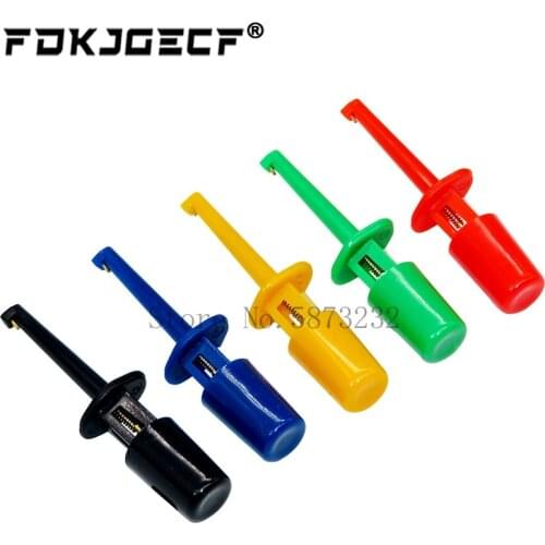 10pcs Mini Single Test Hook Clip Test Probe for Electronic Testing IC Grabber Small Size Round Crocodile Clip Hook Test Clip