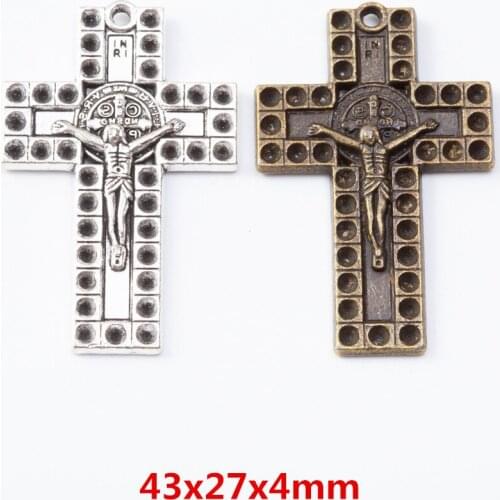 10 pieces of retro metal zinc alloy cross pendant for DIY handmade jewelry necklace making 7259