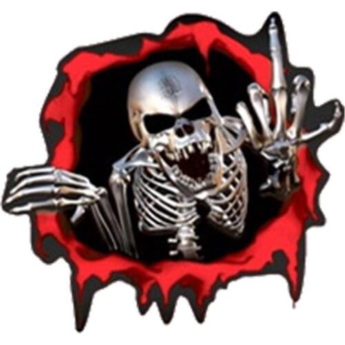 15*14CM Auto Car Body Window Creative 3D Skeleton Skull Bullet Hole Sticker Car-Styling Decals Motorcycle Stickers