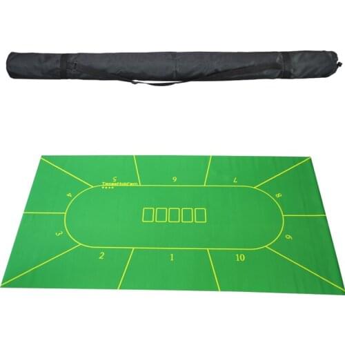 180*90cm Rubber Table Cloth Texas Hold'em Black Jack Baccarat Casino Tablecloth Board Game Poker Table Mat 10 Player Rotary Set
