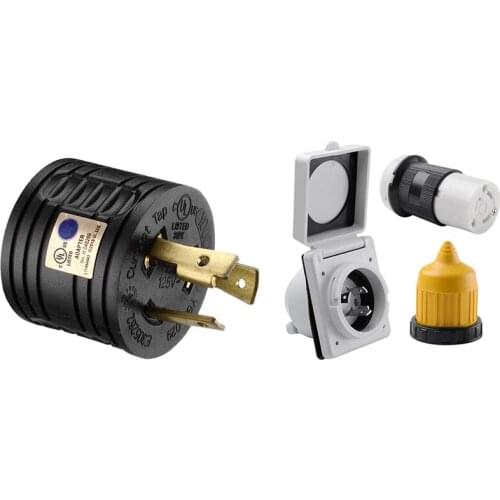 3Pcs 125V Rv Power Twist Lock Plug Inlet & 1x RV Generator Adapter 3-Prong 30A Male to 30A Female RV Power Plug