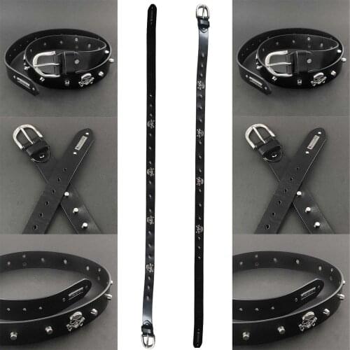 38MM Rock Punk Genuine Leather Belt with Skull for Men #02