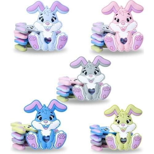 5/10/20pc New Baby Teether Cartoons Animal Rabbit Chewing Pandent Accessories DIY Jewelry Pacifier Clip Teething Toy