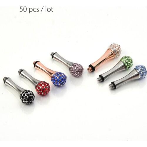 50 pieces/lot Rhinestone Scissors Removable Finger Rest Tang Tail Nail Clavo De Cola Hairstyling Tools Parts M:2.5*0.5mm