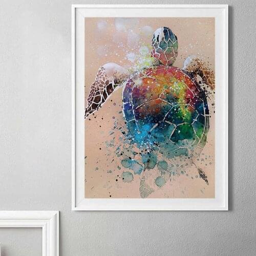 5D DIY Diamond Painting Colorful Turtle Cross Stitch Full Drill Diamond Embroidery Mosaic Art Picture of Rhinestones Home Decor