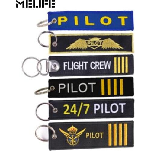 MELIFE Outdoor Climbing accessories Pilot Key Chain Safety Tag Embroidery Pilot KeyChains for Aviation Gifts Sport Label