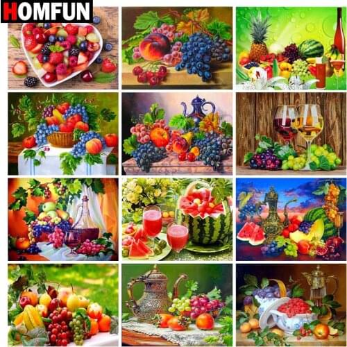 HOMFUN Diamond Painting Cross Stitch "Fruit landscape" Full Square Round Diy 5d Diamond Embroidery Picture Rhinestone Art
