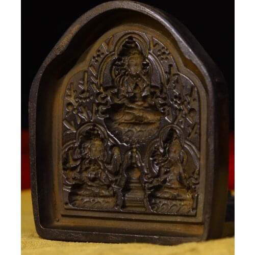 Asian antique art Tibetan Tantric Buddhism Handmade Pure Copper Old Wiping 3 Tara Bodhisattva Statue Mold
