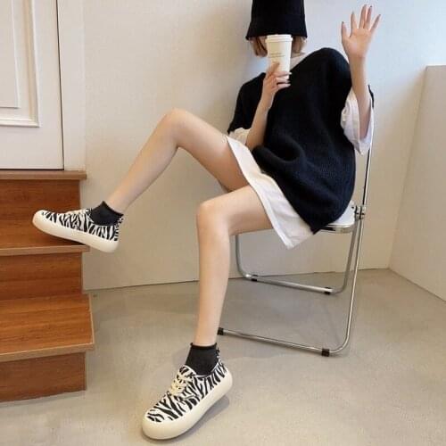 Brand Fashion Retro Thick-soled Canvas Shoes Women Spring New Doll Bottom Lattice Sponge Cake Two Wear White Shoes Bread Shoes