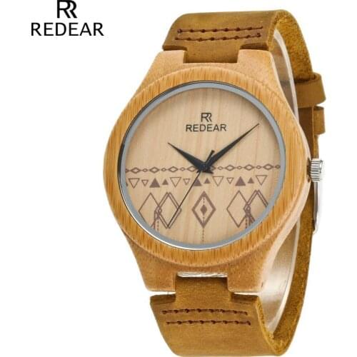 Lovers Watch Redear Bamboo Couple Watches 2020 Luxury Brand Wooden Watch for Women/Men Leather Band Quartz Wristwatches Gift