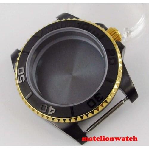 Watch Case 40mm Black PVD Coated Sapphire glass Mens Watch Case Fit NH35 NH35A NH36 Automatic Movement