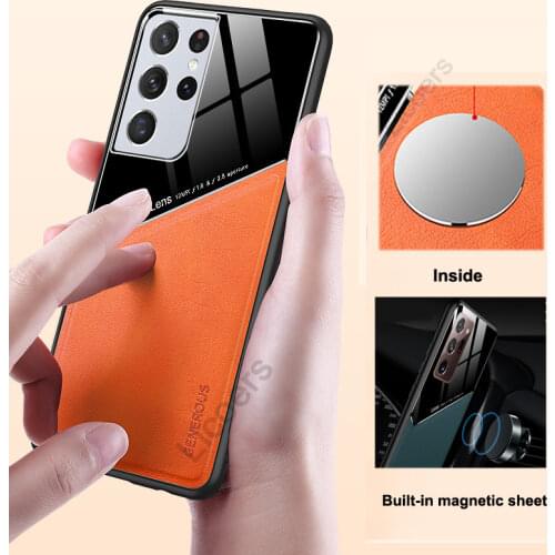 For Samsung Galaxy S21 Plus Note 20 Ultra S20 FE A72 A52 A31 M31 S10 A42 PU Leather Glass Built-in Magnetic Case Cover Shell