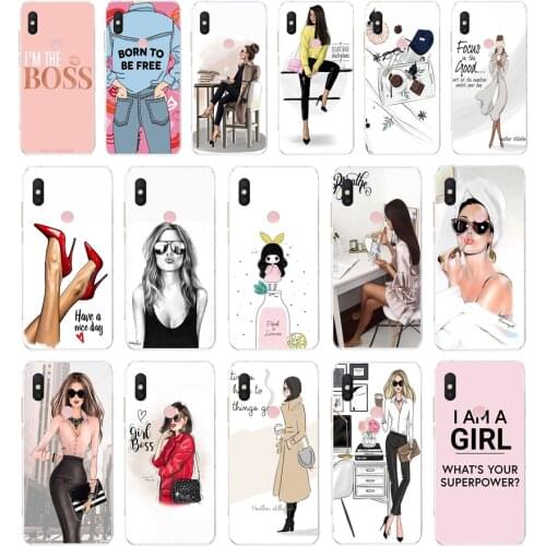35 Girl Boss Pink Women Cartoon gift Soft Silicone Tpu Cover phone Case for Xiaomi Redmi S2 3S MI A3 Note 9T 4 Prime case