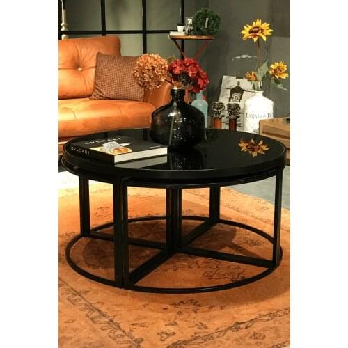 Soso Black Glazed, Black Metal Medium coffee table coffee tables table basse furniture living room table