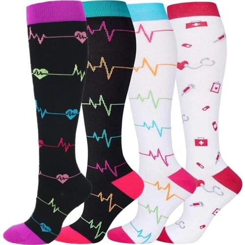 20-30 mmHg Compression Stockings Nurse Men Women Fit Medical Edema Diabetes Varicose Veins Running Compression Knee High Socks