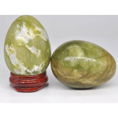 35x50mm Xiuyan Jade Egg Shaped Stone Healing Natural Crystal Massage Minerale Gemstone Spiritual Decoration Collection