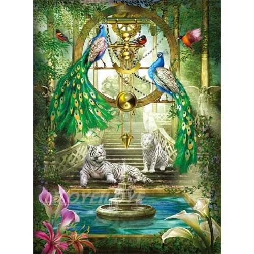 Full Square Drill 5D DIY Diamond Painting Embroidery "Tiger,Peacock,Birds" Cross Stitch Rhinestone Mosaic Decoration Gift TY362