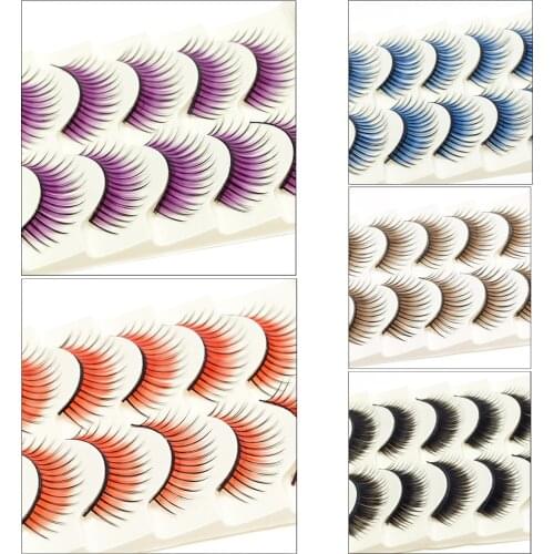 ICYCHEER Makeup Fancy Eyelashes Colorful Red Blue Purple Brown Fake Eyelash Extension Cosplay Party Halloween Handmade Soft