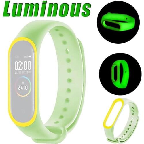 Luminous Silicone Soft Wristband Strap for Mi Band 4 Universal Silicone Luminous Belt Replacement for Xiaomi Mi Band 3 4 Strap